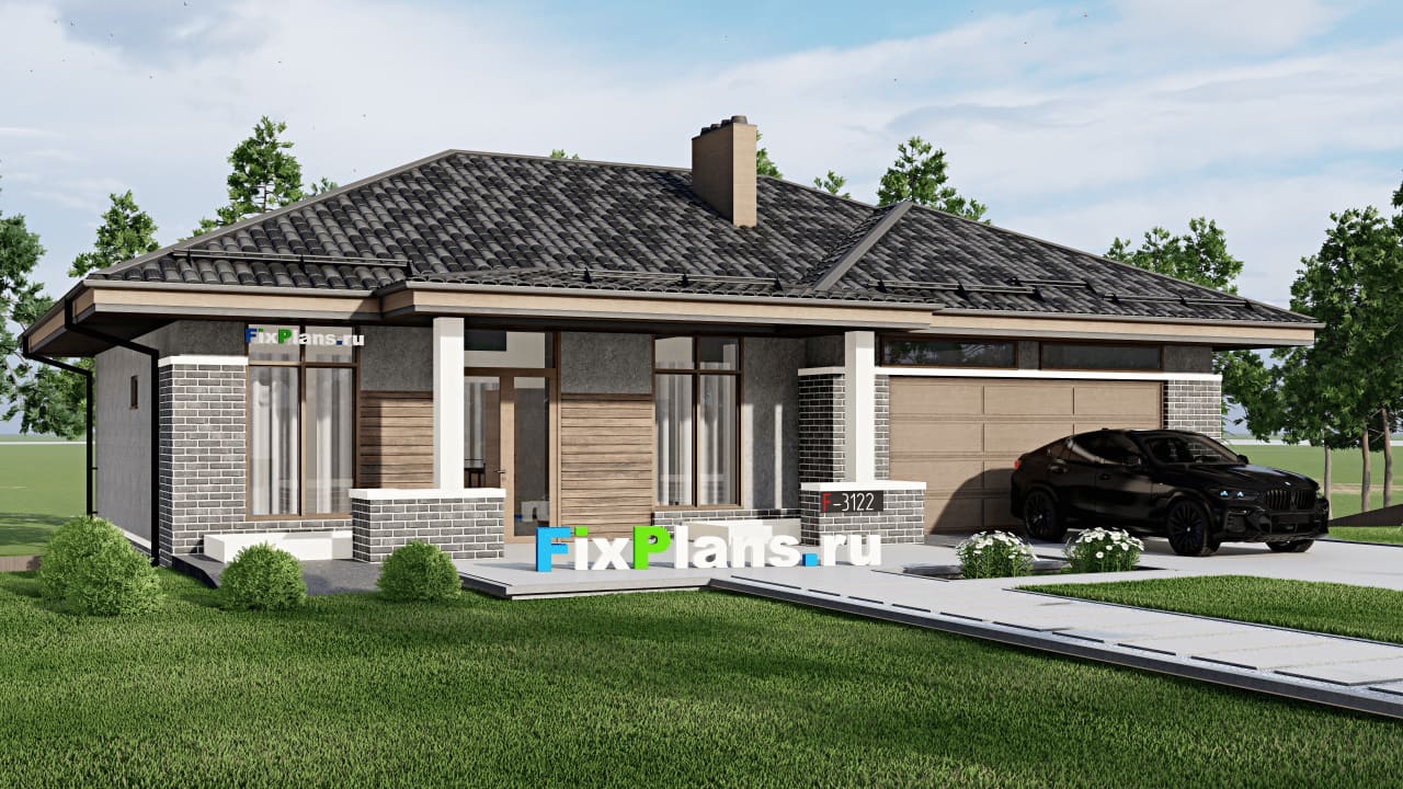 Одноэтажный дом F-3122 — фасад