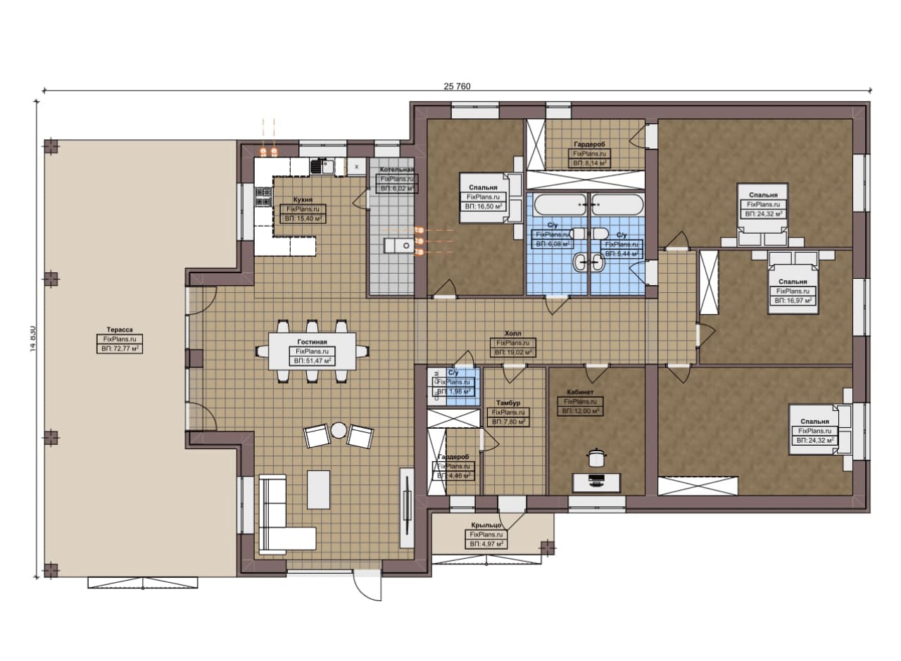 Планировка Одноэтажный дом F-8441