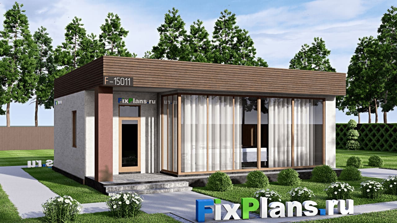 Одноэтажный дом F-15011 — фасад