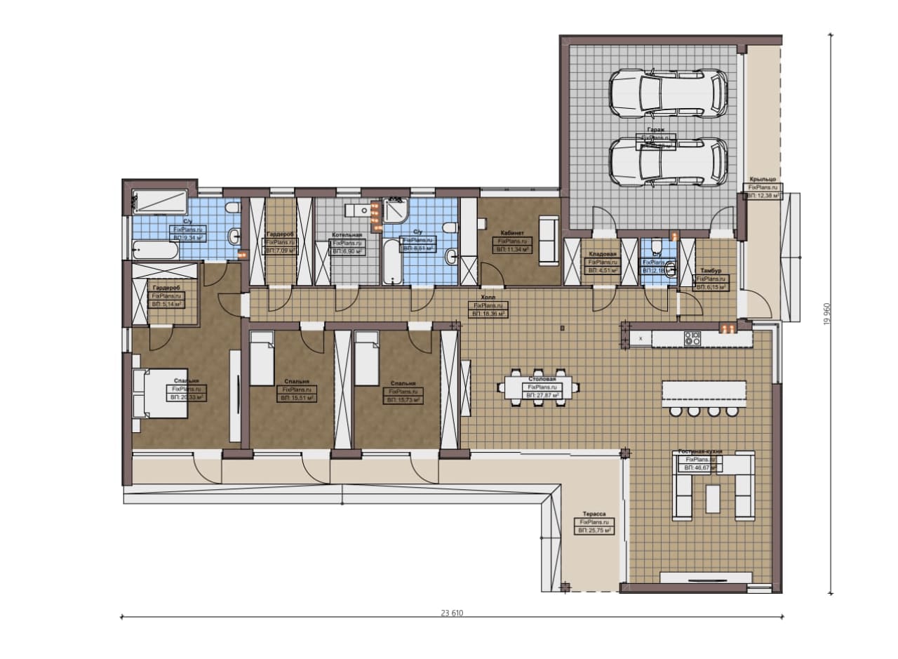 Планировка Одноэтажный дом F-16577