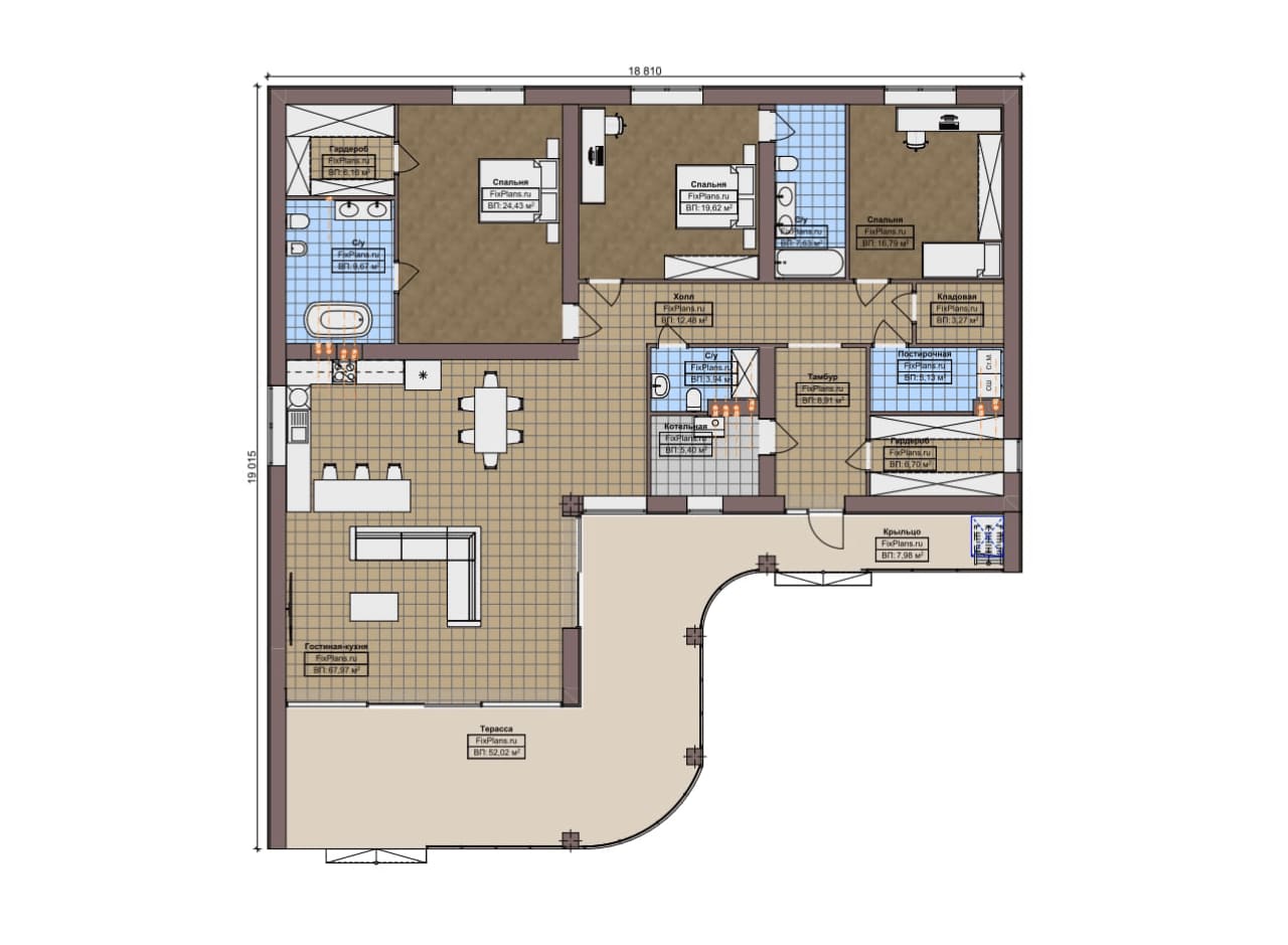 Планировка Одноэтажный дом F-3842