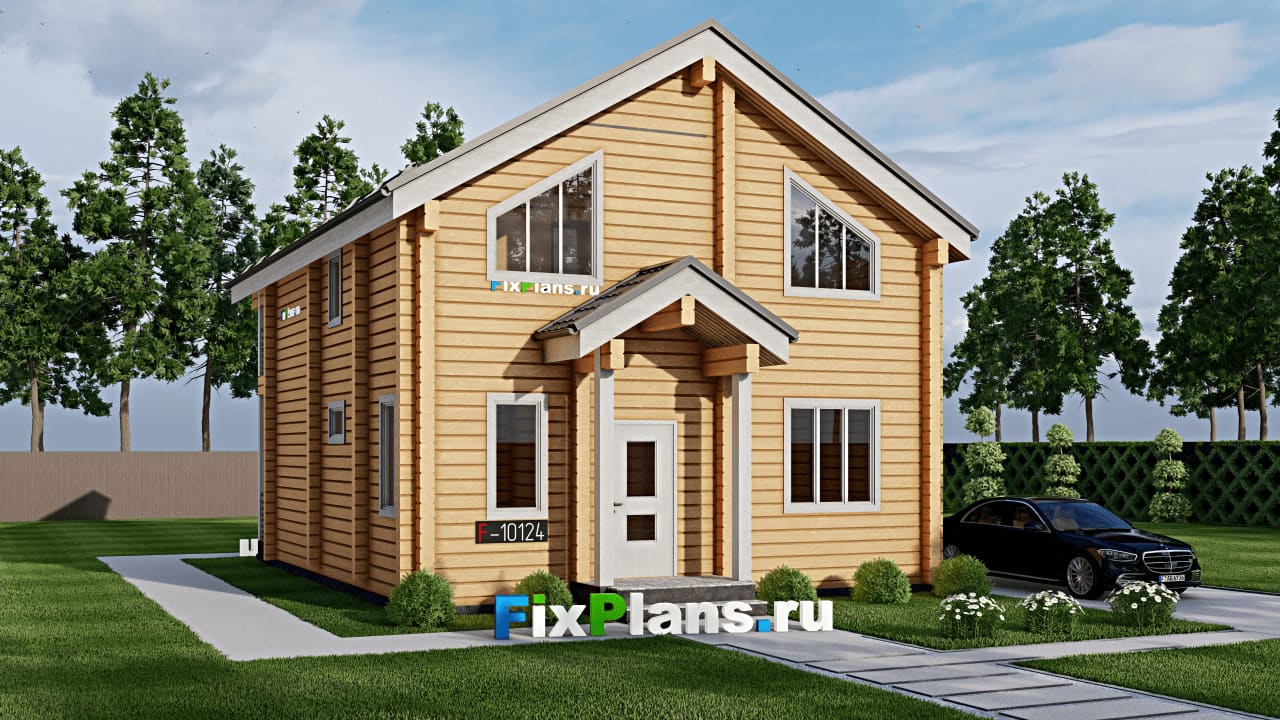 Одноэтажный дом с мансардой  F-10124 — фасад