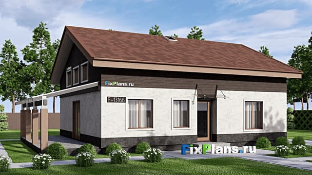Одноэтажный дом с мансардой  F-13166
