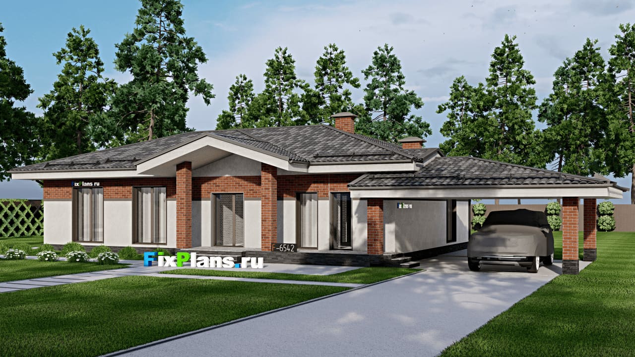 Одноэтажный дом F-6542 — фасад